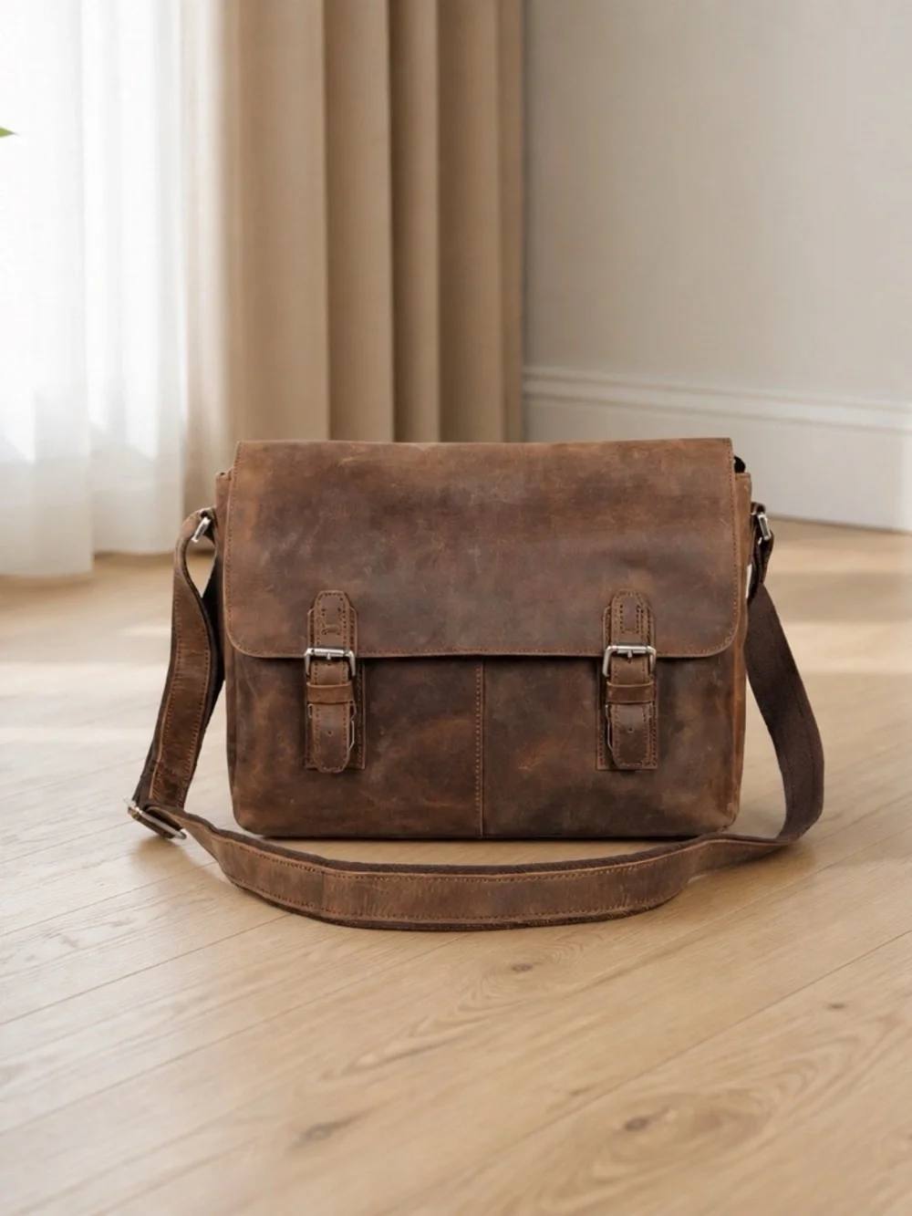 NWT 16” Crazy Horse Cow Leather Messenger Bag for Men or Women